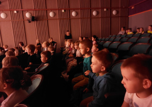 dzieci oglądają spektakl w teatrze