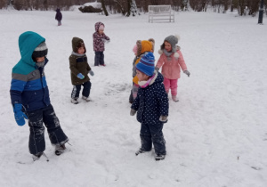 zabawy na śnieżnej polanie w parku